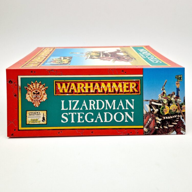 A photo of a Lizardmen Stegadon Warhammer miniature