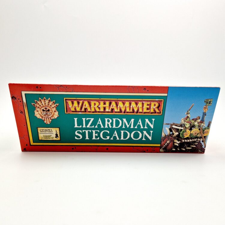 A photo of a Lizardmen Stegadon Warhammer miniature