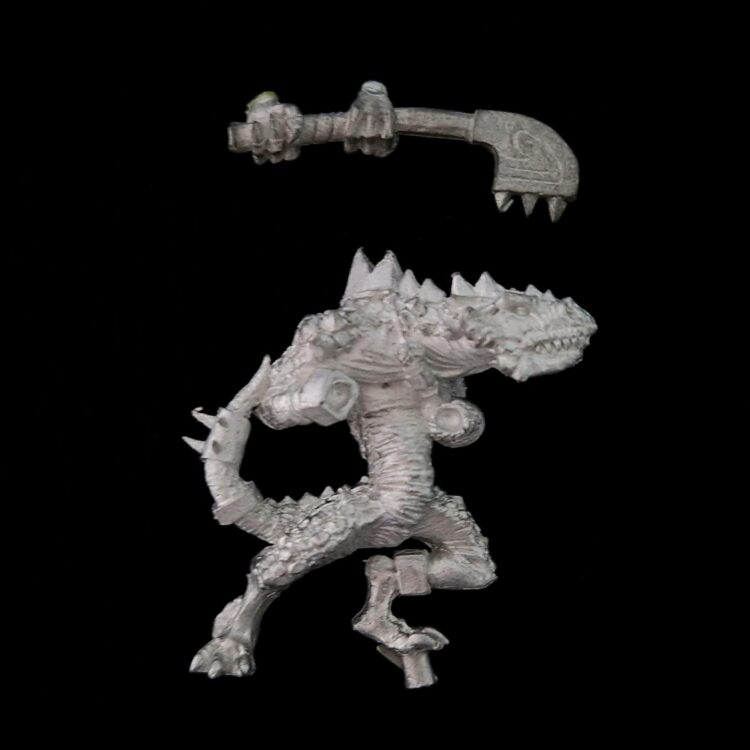 A photo of a Lizardmen Kroxigor Warhammer miniature