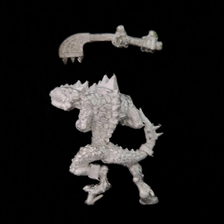 A photo of a Lizardmen Kroxigor Warhammer miniature