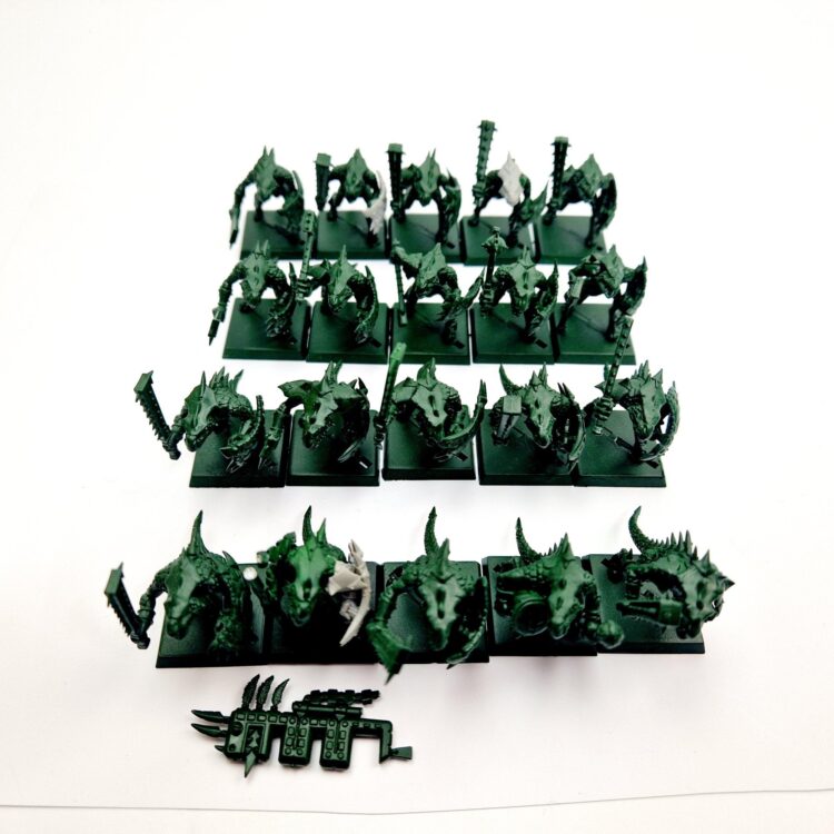 A photo of Lizardmen Saurus Warriors Regiment Warhammer miniatures