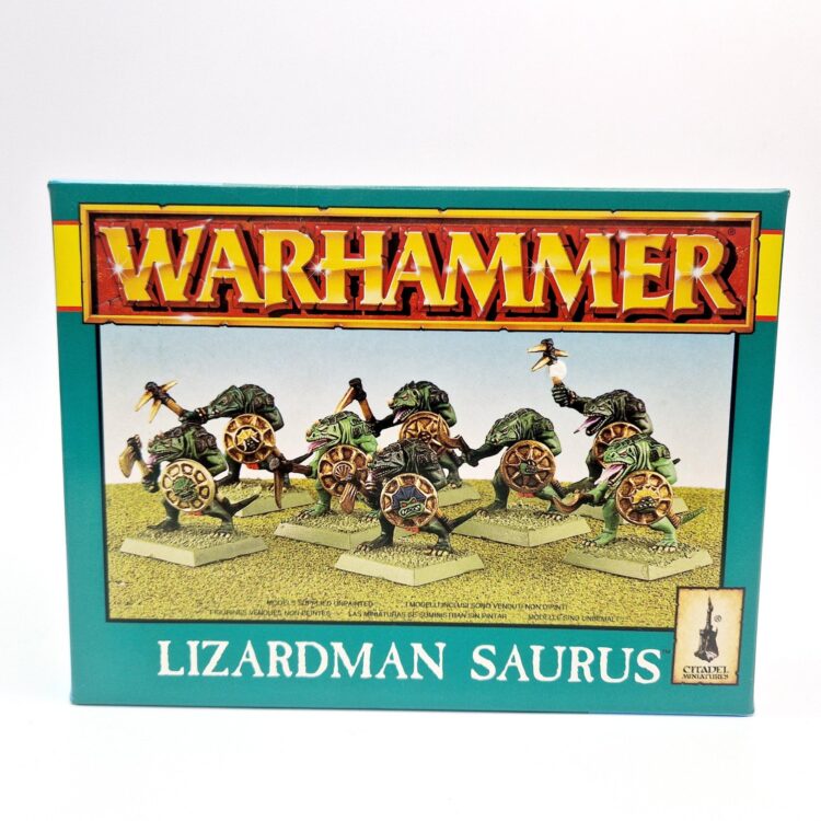 A photo of Lizardmen Saurus Warriors Warhammer miniatures