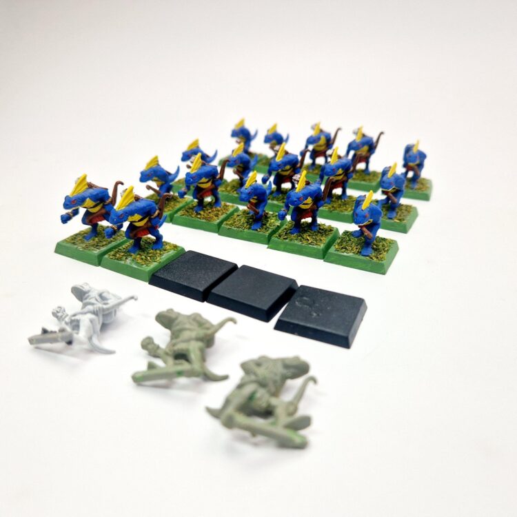 A photo of Lizardmen Skinks Warhammer miniatures