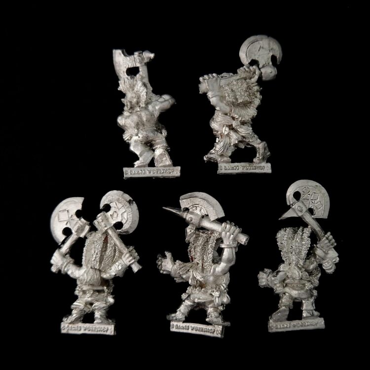 A photo of Dwarfs Slayers Warhammer miniatures