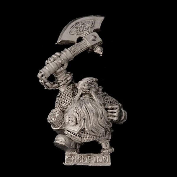 A photo of a Dwarfs Rangers Champion Warhammer miniature