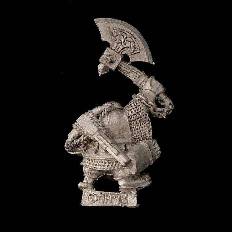 A photo of a Dwarfs Rangers Champion Warhammer miniature