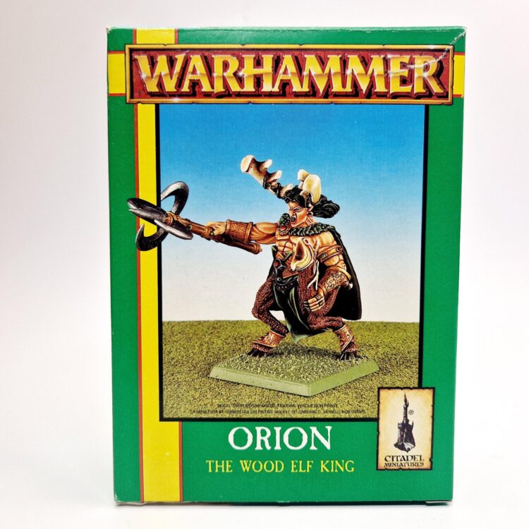 A photo of a Wood Elves Orion King in the Woods Warhammer miniature