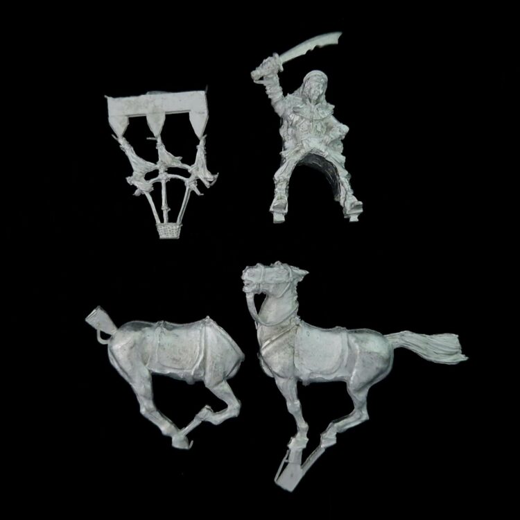 A photo of a Far Harad Haradrim Mounted Chieftain Middle Earth Warhammer miniature