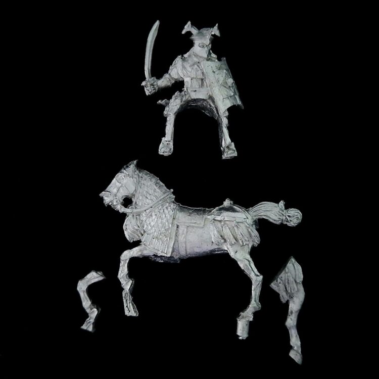A photo of a The Easterlings Kataphrakt Rider Middle Earth Warhammer miniature