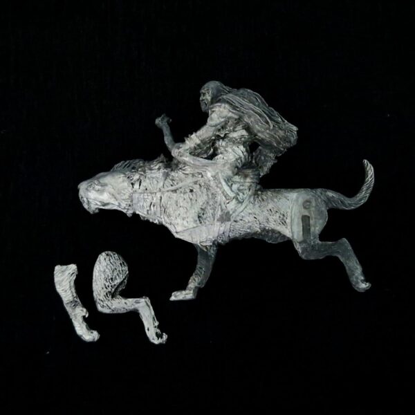 A photo of a Isengard Warg Rider Middle Earth Warhammer miniature
