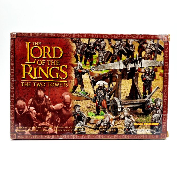A photo of a Isengard Uruk-Hai Siege Assault Ballista Warhammer miniature