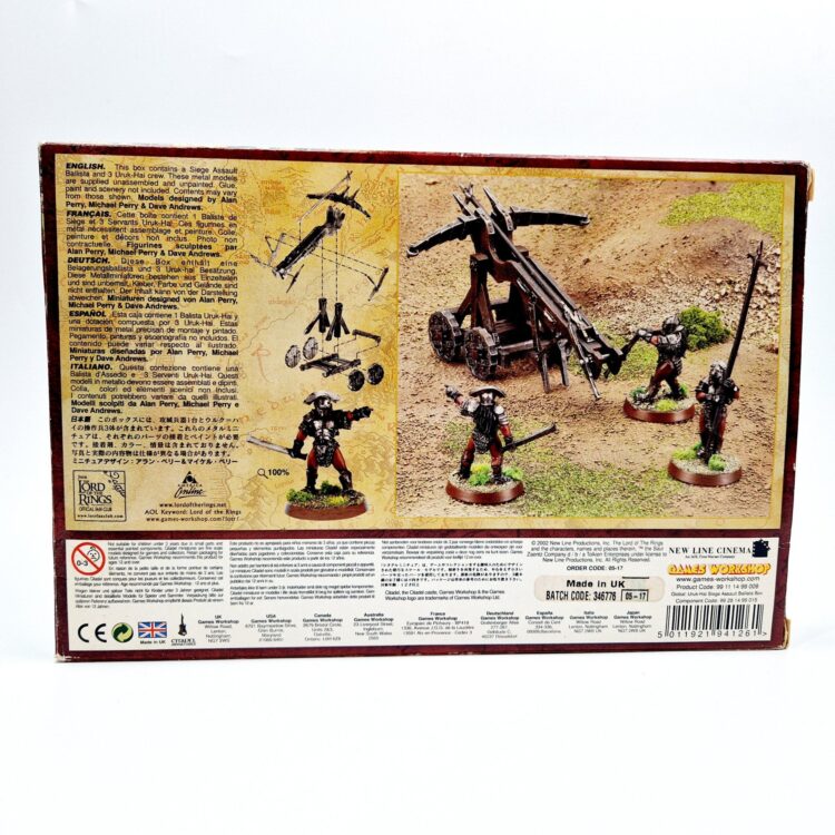 A photo of a Isengard Uruk-Hai Siege Assault Ballista Warhammer miniature