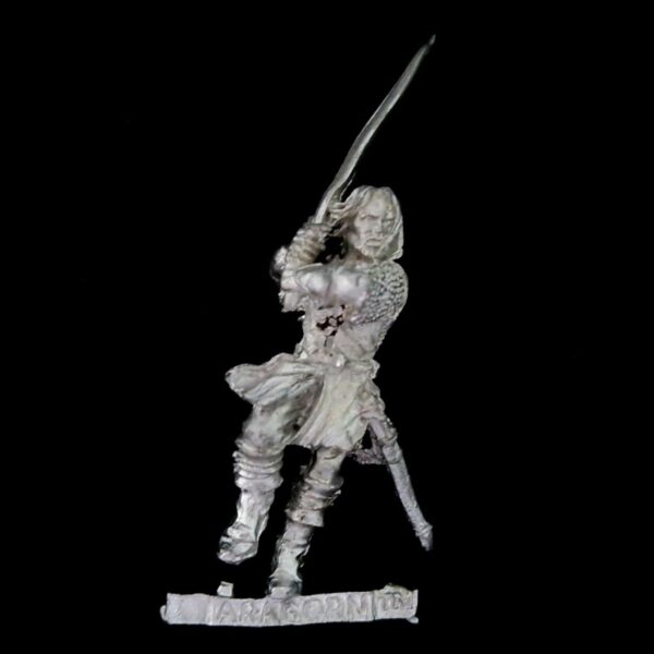 A photo of a The Fellowship Aragorn Helms Deep Warhammer miniature