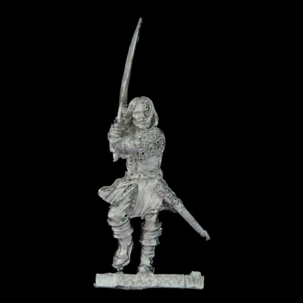 A photo of a The Fellowship Aragorn Helms Deep Warhammer miniature