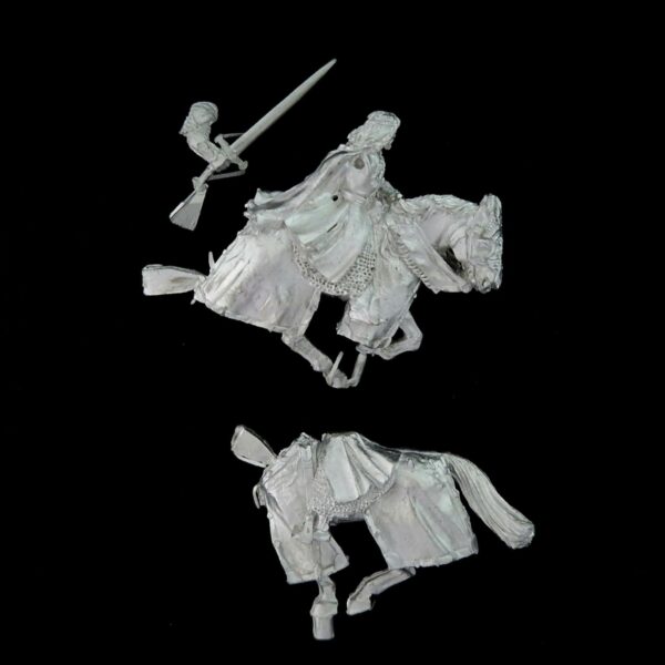 A photo of a The Fellowship Aragorn King of Gondor Mounted Middle Earth Warhammer miniature