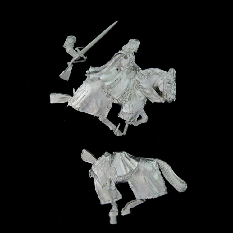 A photo of a The Fellowship Aragorn King of Gondor Mounted Middle Earth Warhammer miniature