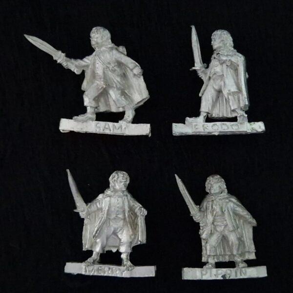 A photo of The Fellowship Frodo, Sam, Merry and Pippin Warhammer miniatures