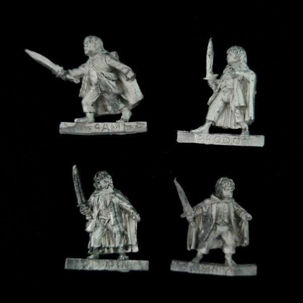 A photo of The Fellowship Frodo, Sam, Merry and Pippin Warhammer miniatures