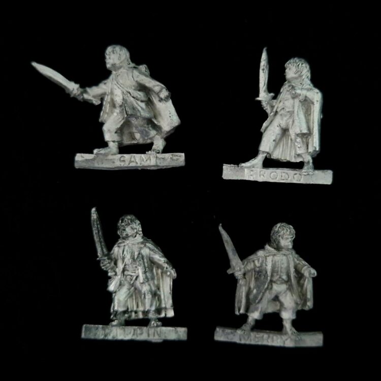A photo of The Fellowship Frodo, Sam, Merry and Pippin Warhammer miniatures