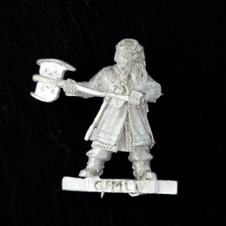 A photo of a The Fellowship Gimli Warhammer miniature