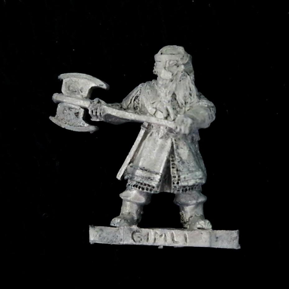 A photo of a The Fellowship Gimli Warhammer miniature