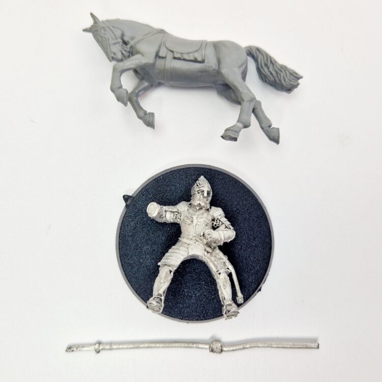 A photo of a Knight of Minas Tirith Middle Earth Warhammer miniature