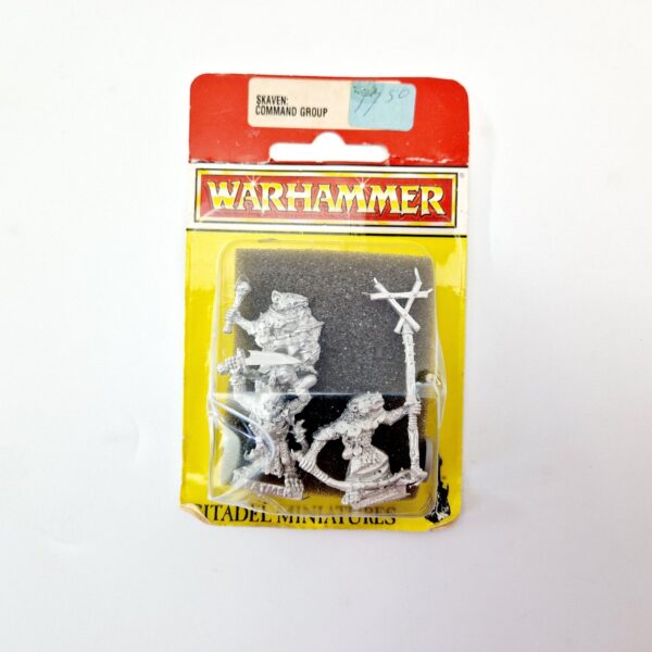 A photo of a Skaven Command Group Warhammer miniatures