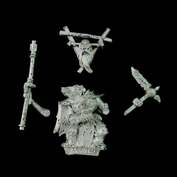 A photo of a Skaven Warlord Warhammer miniature