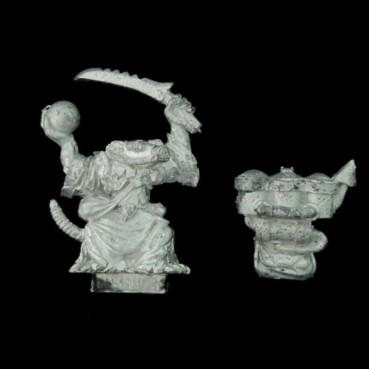 A photo of a Skaven Poison Wind Globadier Warhammer miniature
