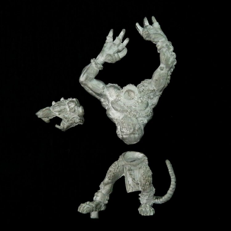 A photo of a Skaven Rat Ogre Warhammer miniature