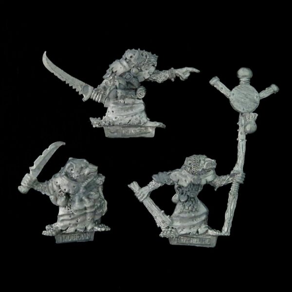 A photo of a Skaven Command Group Warhammer miniatures