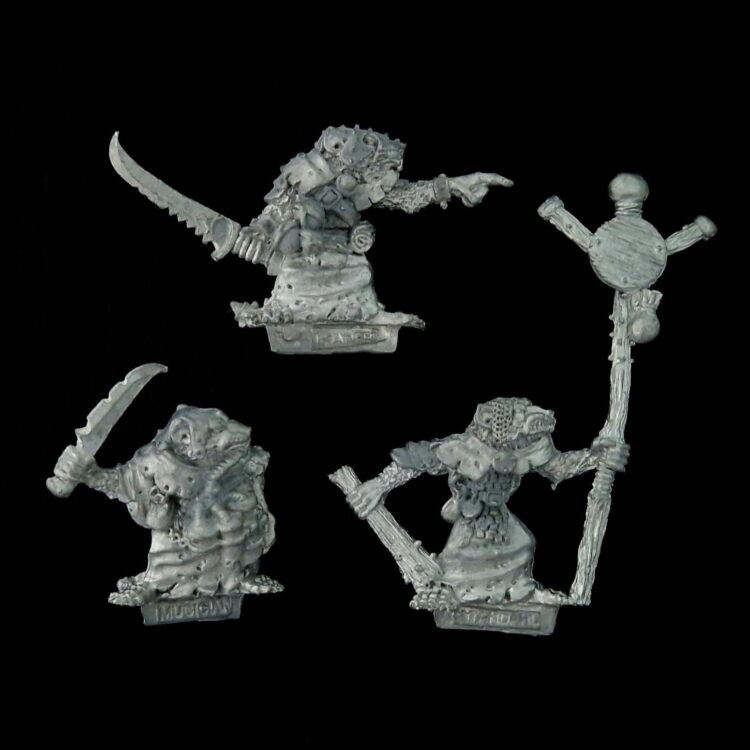 A photo of a Skaven Command Group Warhammer miniatures