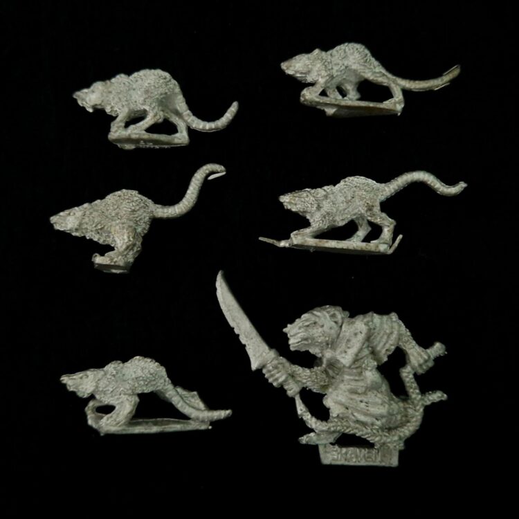 A photo of Skaven Packmaster and Giant Rats Warhammer miniatures
