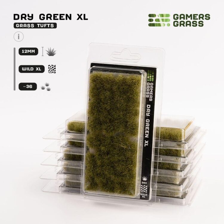 A photo of Gamers Grass Dry Green XL 12mm tufts