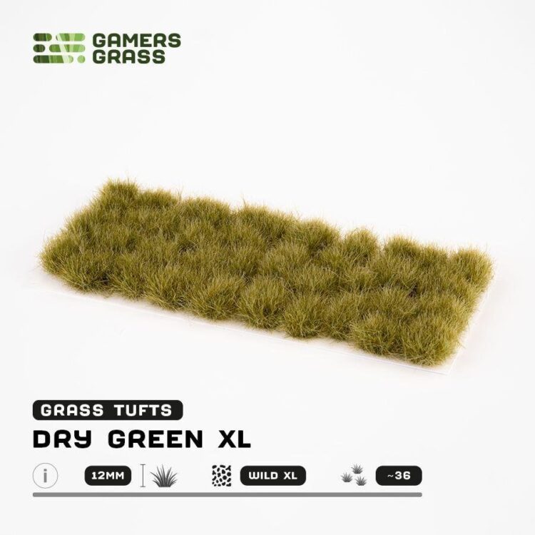 A photo of Gamers Grass Dry Green XL 12mm tufts