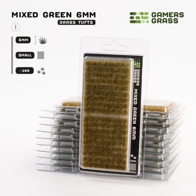 A photo of Gamers Grass Mixed Green 6mm Small tufts