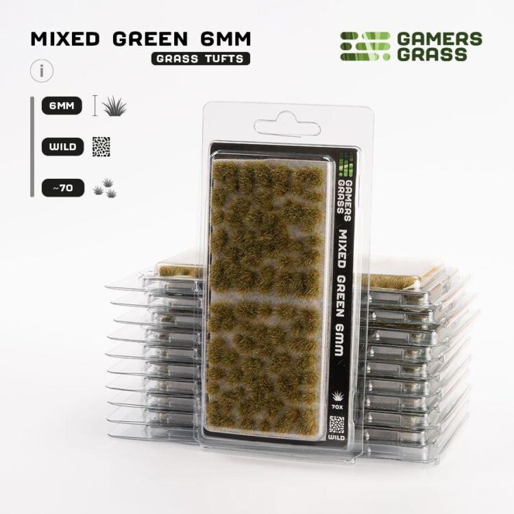 A photo of Gamers Grass Mixed Green 6mm Wild tufts