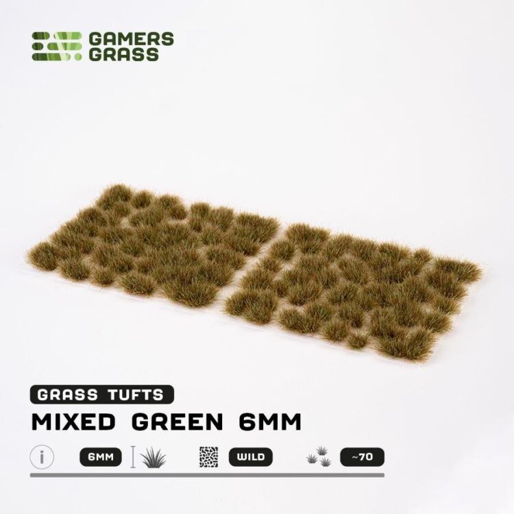 A photo of Gamers Grass Mixed Green 6mm Wild tufts