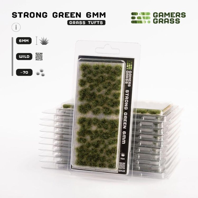 A photo of Gamers Grass Strong Green 6mm Wild tufts