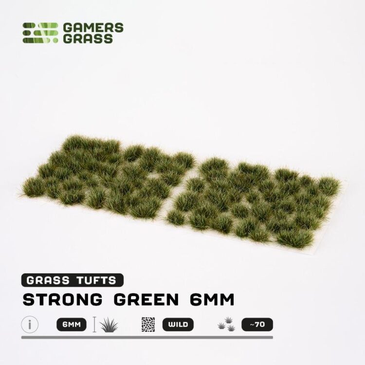 A photo of Gamers Grass Strong Green 6mm Wild tufts