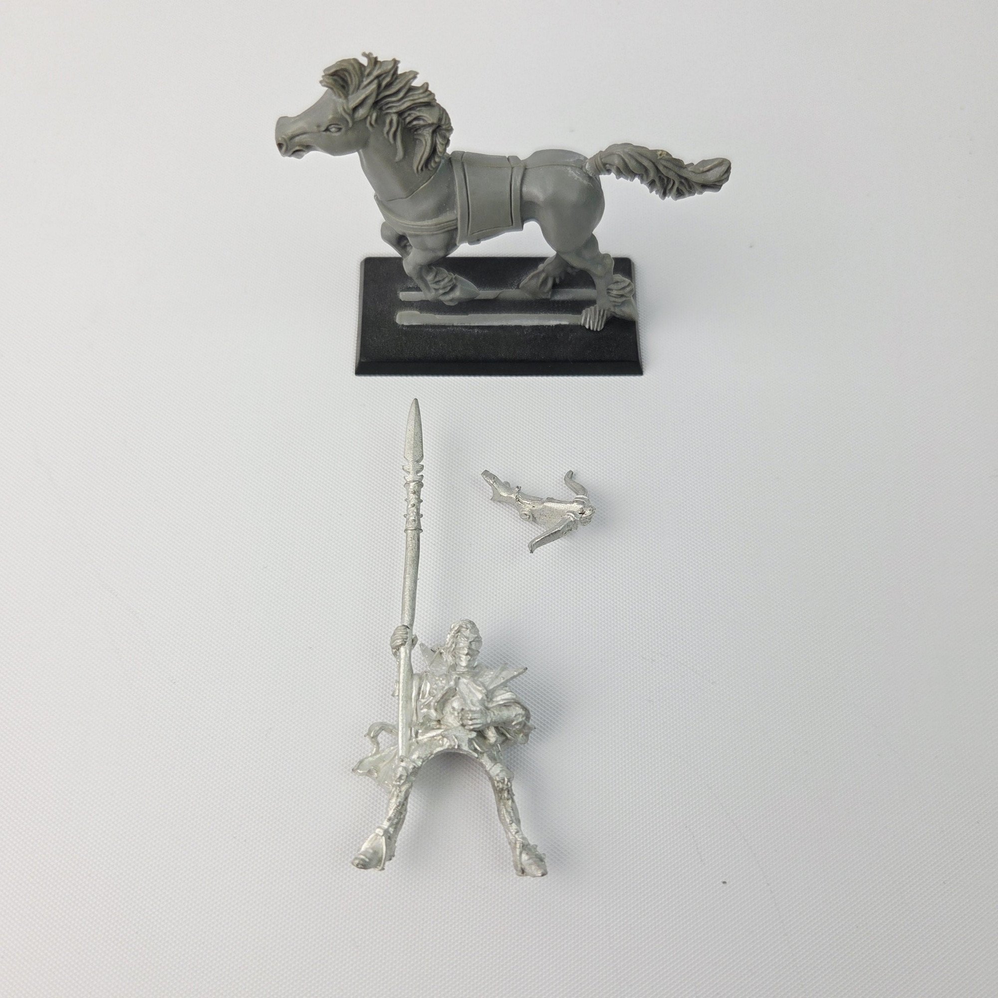 A photo of a Dark Elves Dark Rider Warhammer miniature