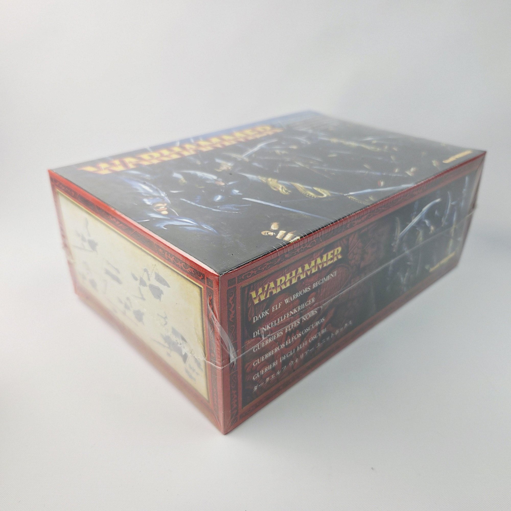 A photo of Dark Elves Warriors Regiment Warhammer miniatures