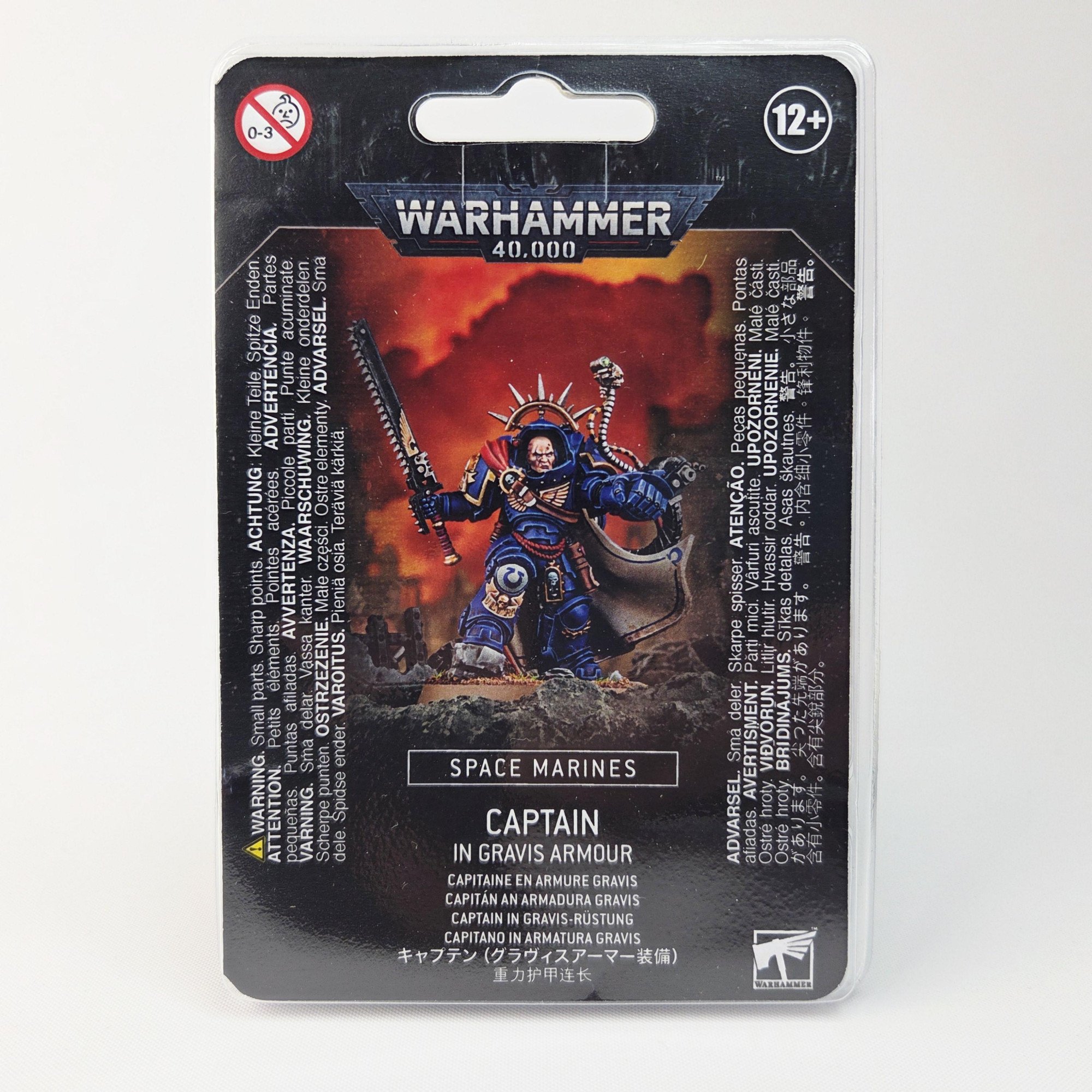 A photo of a Space Marines Captain in Gravis Armour Warhammer miniature