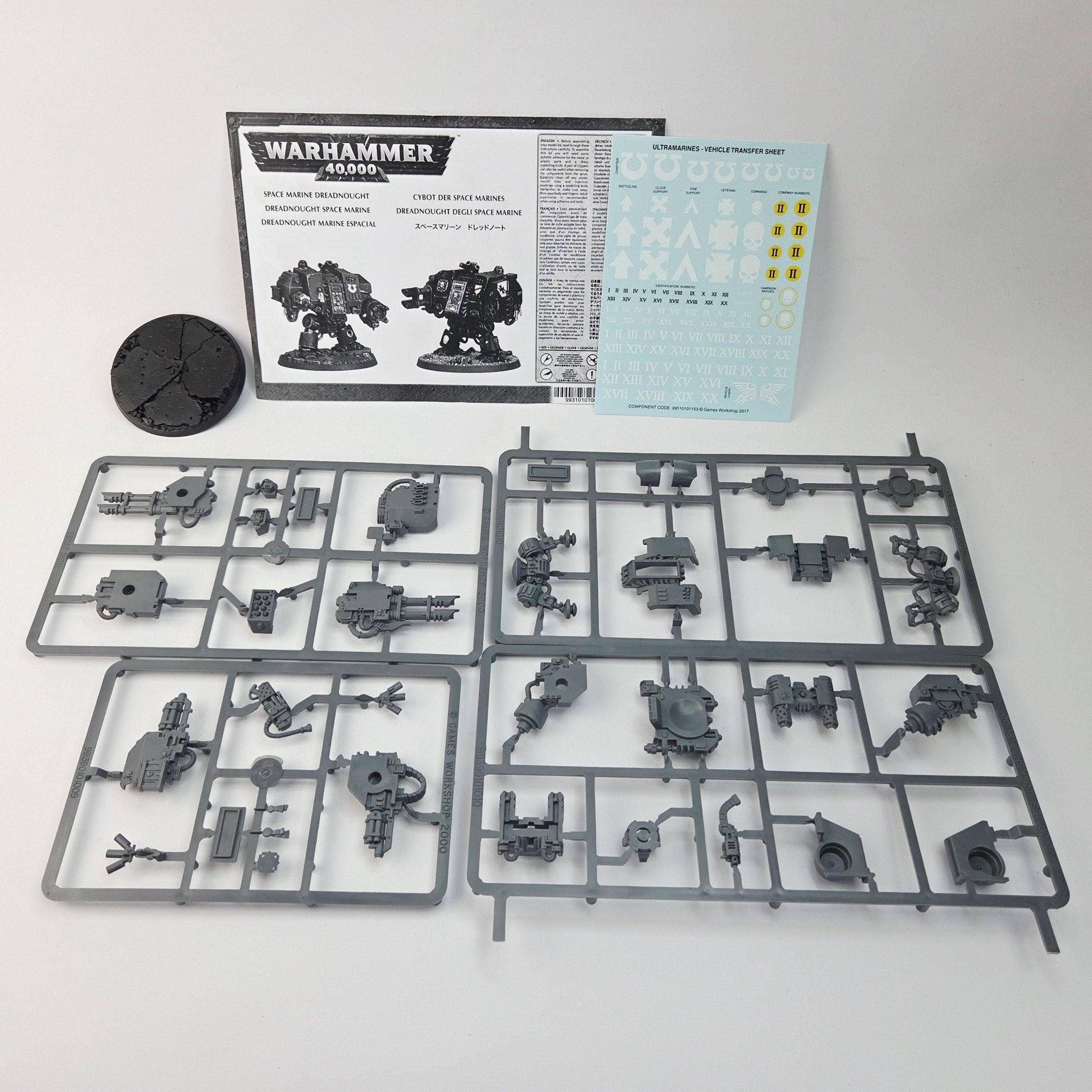 A photo of a Space Marines Dreadnought Warhammer miniature