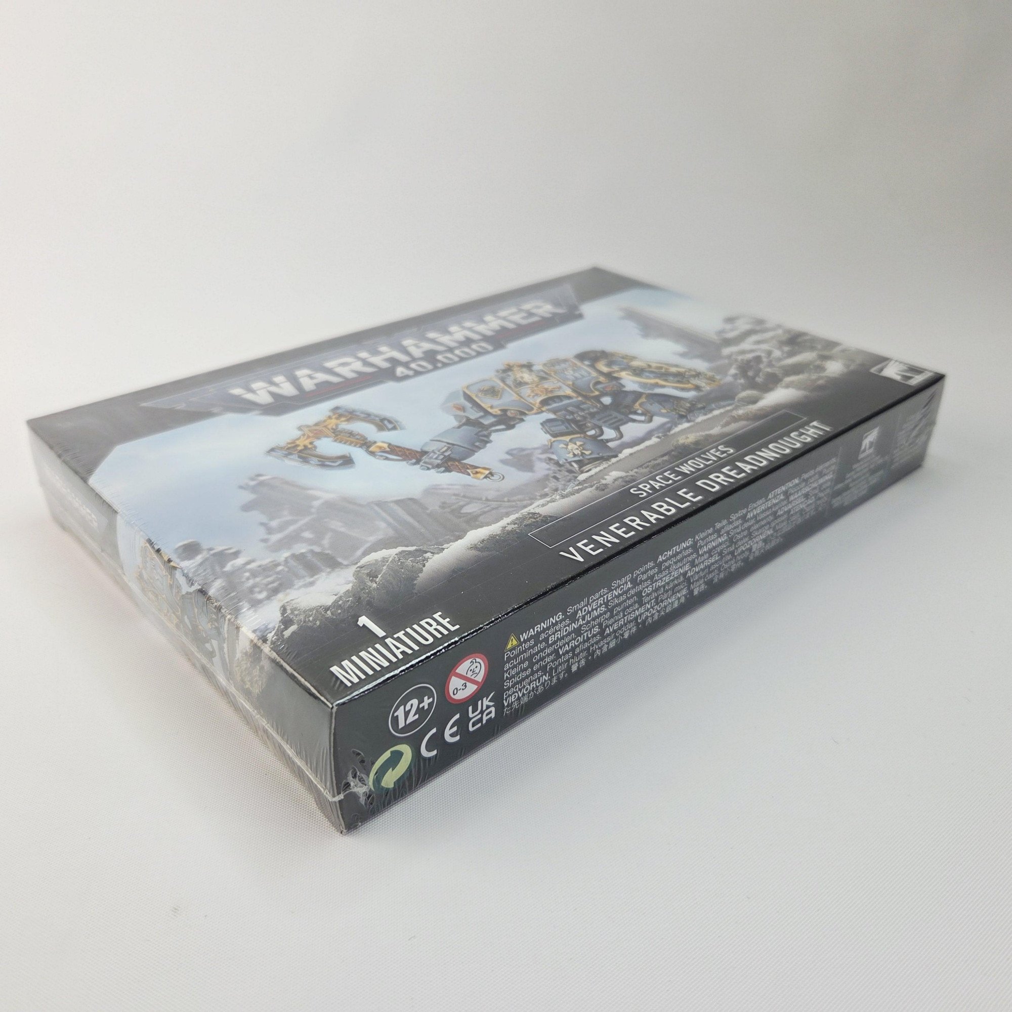 A photo of a Space Wolves Venerable Dreadnought Warhammer miniature
