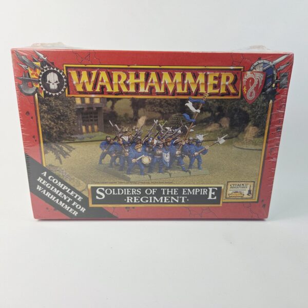 A photo of a The Empire Soldiers Regiment Warhammer miniature