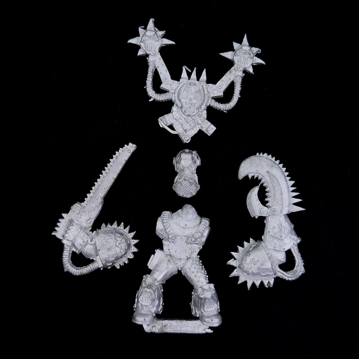 A photo of a Chaos Space Marines Noise Marine Warhammer miniature