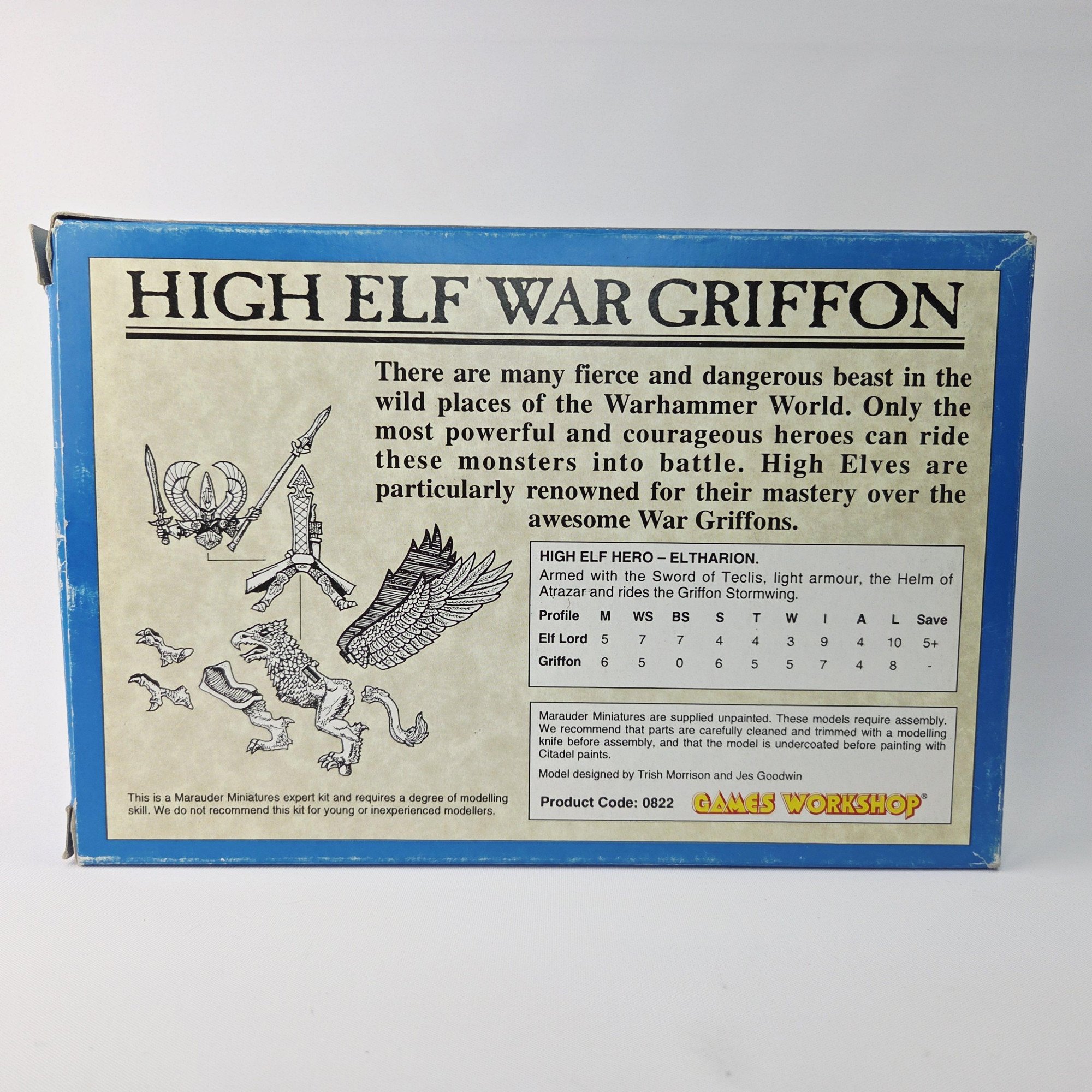 A photo of a High Elves Eltharion Riding Stormwing War Griffon Warhammer miniatures