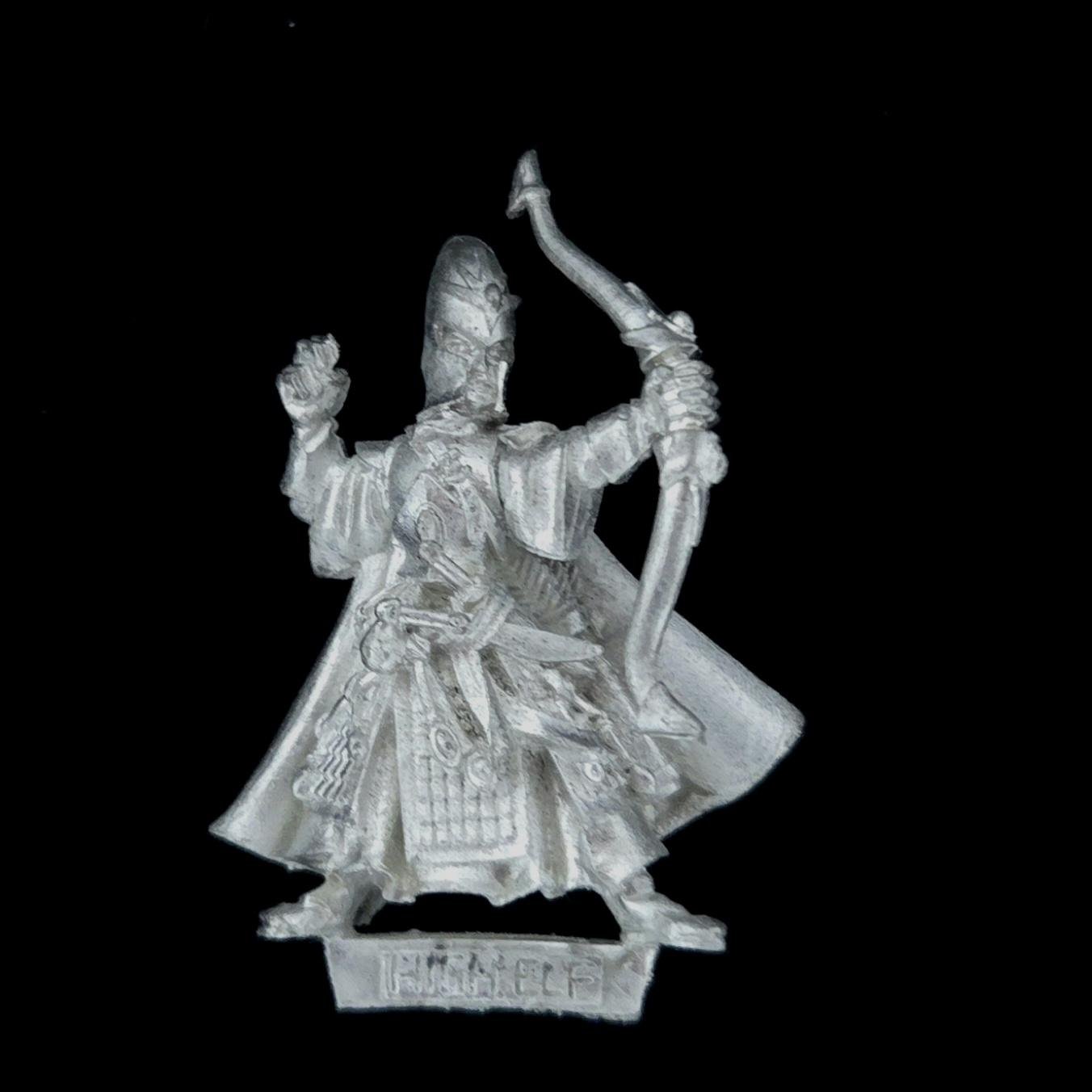 A photo of a High Elves Hero with Longbow Warhammer Miniature