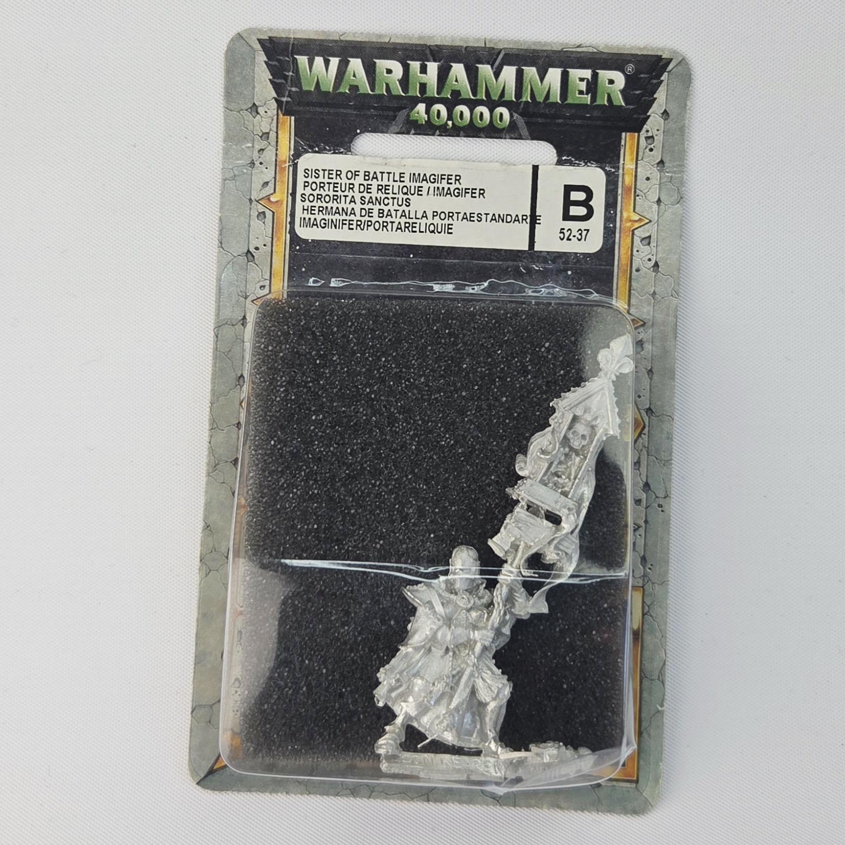 A photo of a Sisters of Battle Imagifier Warhammer miniature